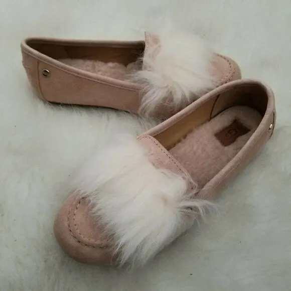 UGG Kaley Wisp Suede Fur Detail Women's Shoes in Arroyo Pink Size 6