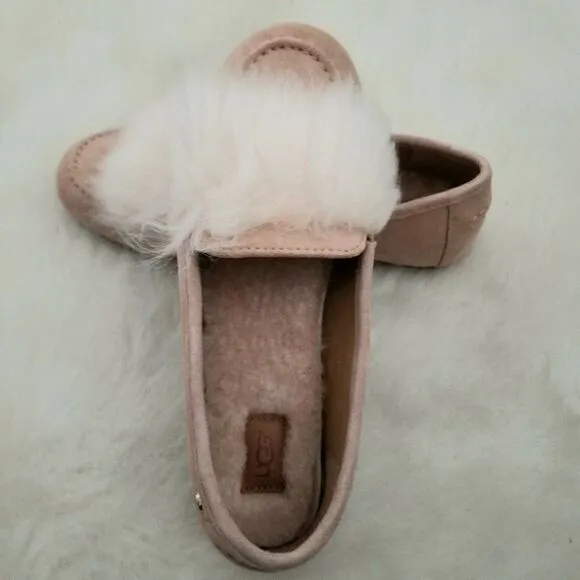 UGG Kaley Wisp Suede Fur Detail Women's Shoes in Arroyo Pink Size 6