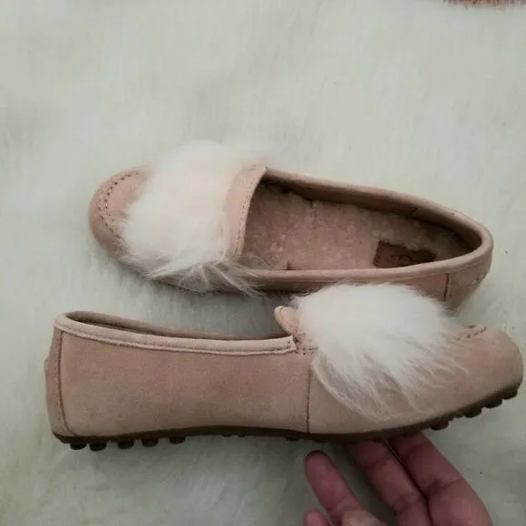 UGG Kaley Wisp Suede Fur Detail Women's Shoes in Arroyo Pink Size 6