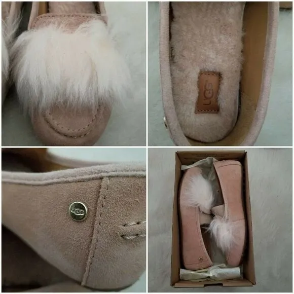 UGG Kaley Wisp Suede Fur Detail Women's Shoes in Arroyo Pink Size 6