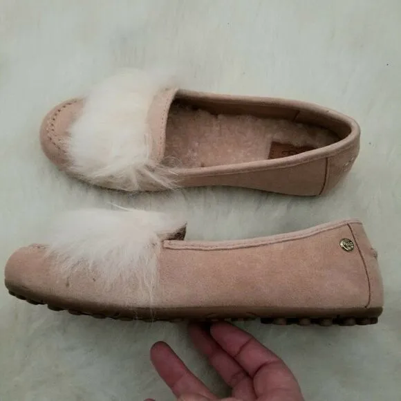 UGG Kaley Wisp Suede Fur Detail Women's Shoes in Arroyo Pink Size 6