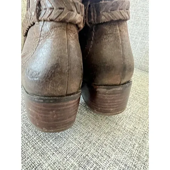 Ugg Krewe Ankle Boots Size 8 Chocolate Brown Leather Moto Harness Chelsea Bootie
