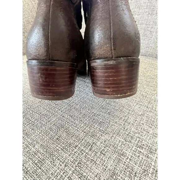 Ugg Krewe Ankle Boots Size 8 Chocolate Brown Leather Moto Harness Chelsea Bootie