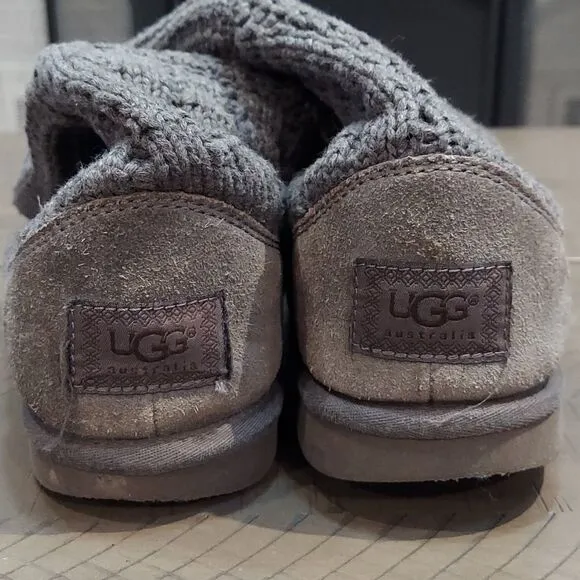 UGG Leland Charcoal Cable Knit Sweater Boots Sz 9