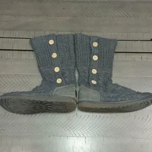 UGG Leland Charcoal Cable Knit Sweater Boots Sz 9