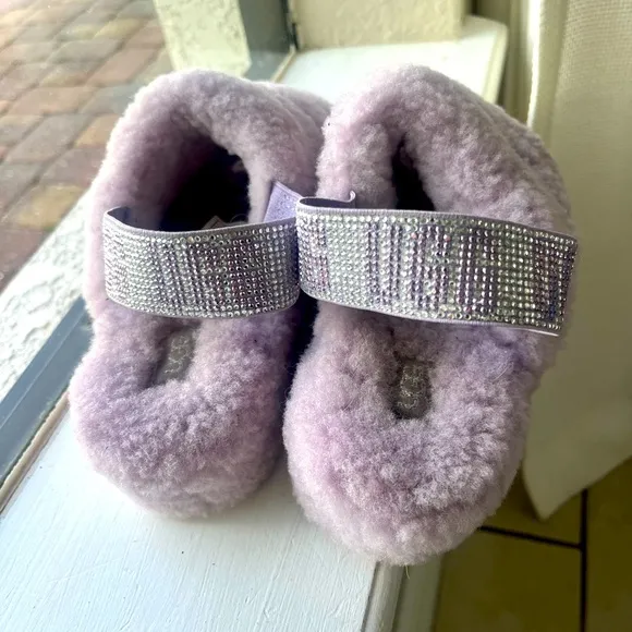 Ugg lilac Fluff Yeah slide glitter platform sequin Ugg logo strapped slippers 6