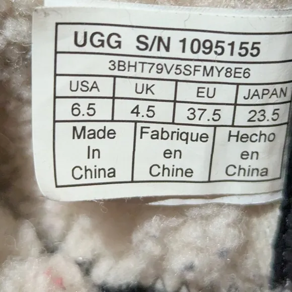 UGG Lorna Boots Wool Fur Lined Side Zip Up Leather Black Size 6.5