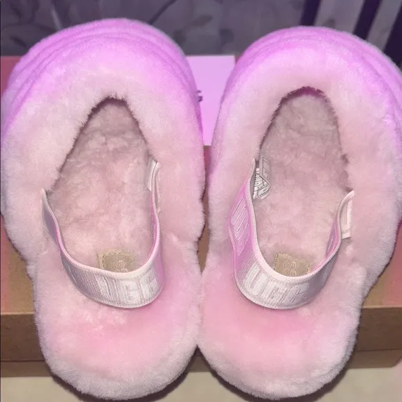 UGG Pink Fluffy Slipper Slides