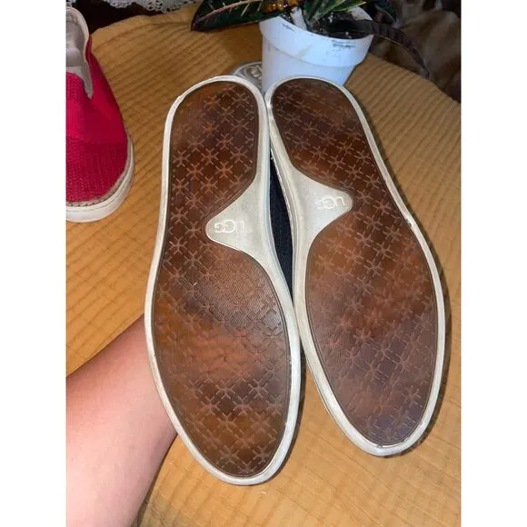 UGG Sammy, Casual Slip On Sneakers Women Size 10 Low Top Knitted Fabric Black￼