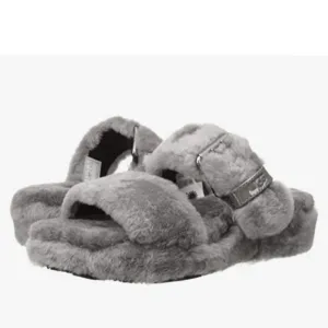 UGG Slippers Fuzz Yeah Slides ASO Sophia Richie Grey Size 9