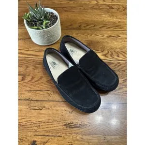 UGG Slippers Mens 10 Shearling Slip On Flats Black Suede Sheepskin