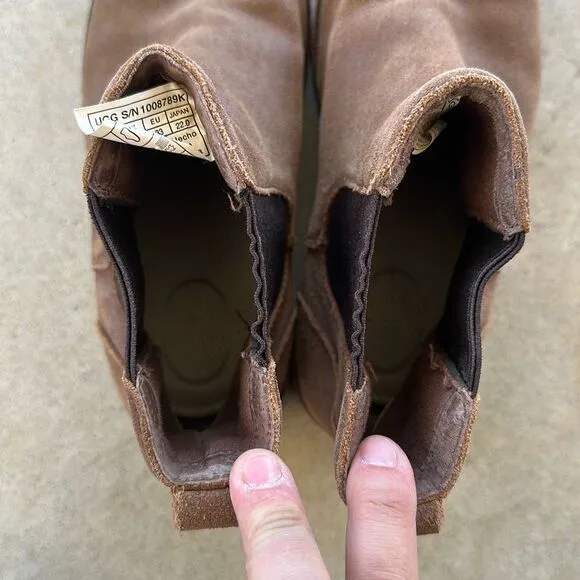 UGG Suede Brown Leather Chelsea Boots Kids Size 3