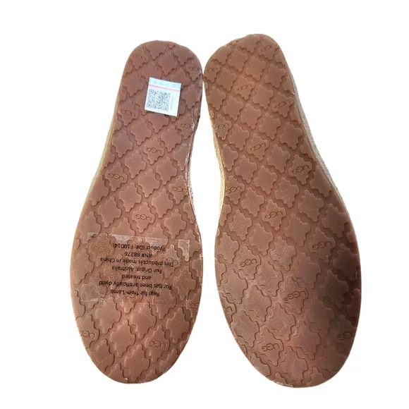 UGG Syleste Red Espadrille Slip-on Flats Canvas Shearling Inside Size 8.5