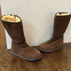 UGG Tall Sunset II Side Zip Brown Suede Boots.