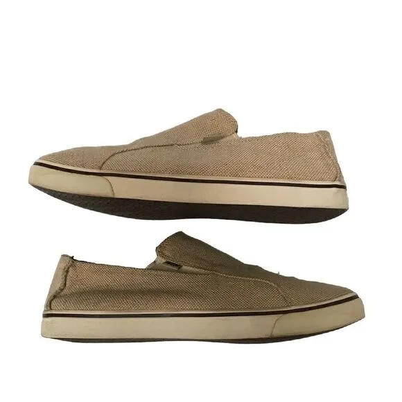 UGG tan canvas slide on loafers 11