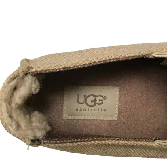UGG tan canvas slide on loafers 11