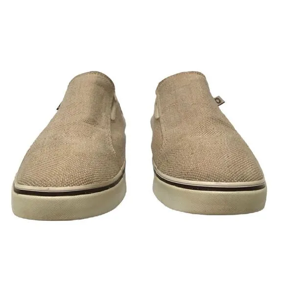 UGG tan canvas slide on loafers 11