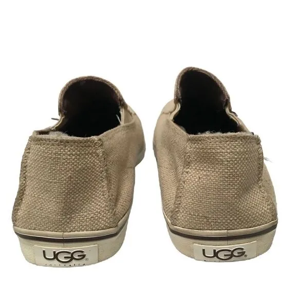 UGG tan canvas slide on loafers 11