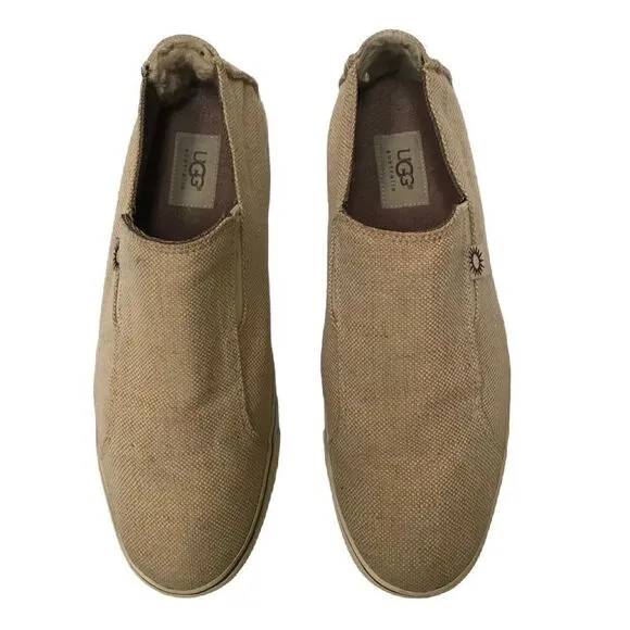 UGG tan canvas slide on loafers 11