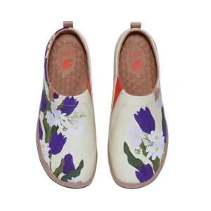 UIN Casual Loafers Canvas Art Painted Comfort Soft Walking Shoes (Purple Tulips)