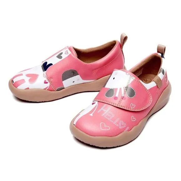 Uin Kid Shoes Casual Slip-on  Microfiber Leather Loafers (Little Deer-Pink)