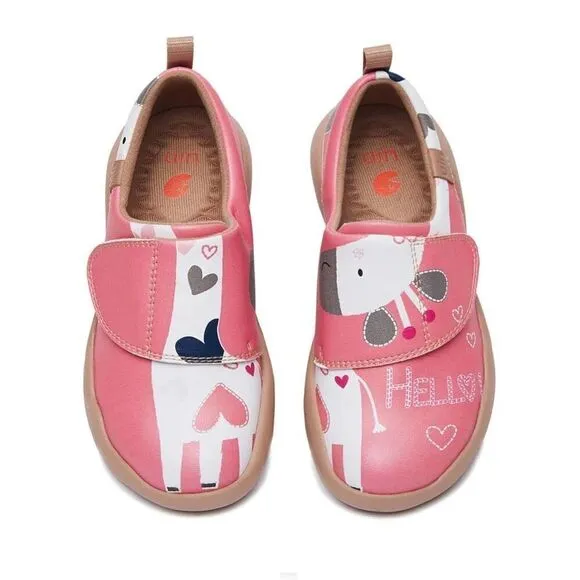 Uin Kid Shoes Casual Slip-on  Microfiber Leather Loafers (Little Deer-Pink)