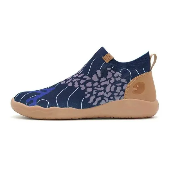 UIN Men's Casual Walking Travel Shoes Slip On Knitted Sneakers(FLOWING DEEP BLUE