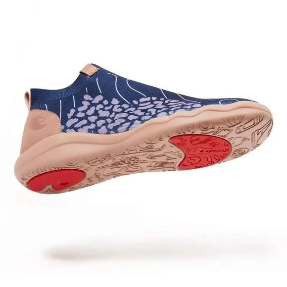UIN Men's Casual Walking Travel Shoes Slip On Knitted Sneakers(FLOWING DEEP BLUE