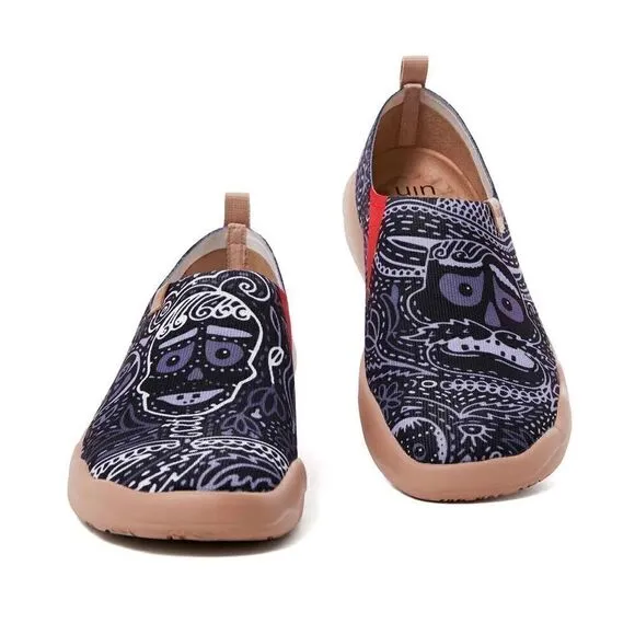 UIN Men's Loafers Knitted Walking Casual Travel Shoes (Mundo de los Muertos)