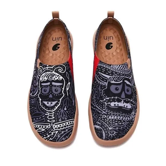 UIN Men's Loafers Knitted Walking Casual Travel Shoes (Mundo de los Muertos)
