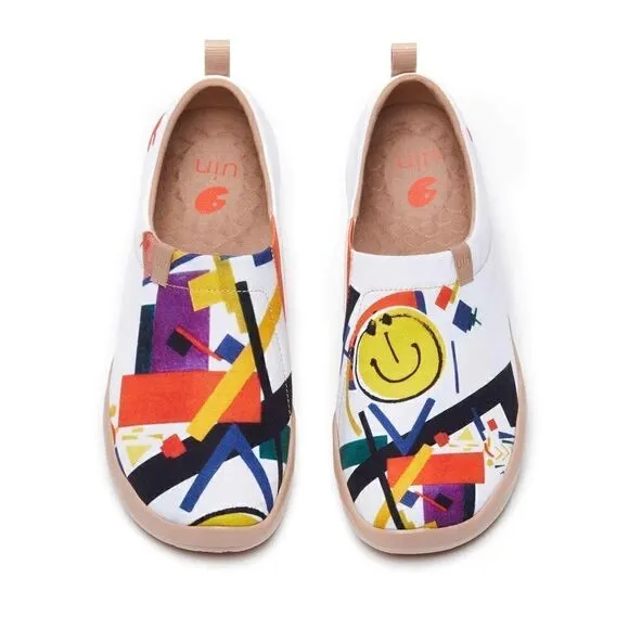 UIN Men's Slip Ons Canvas Walking Casual Loafers Travel Shoes (Nice Meeting U)
