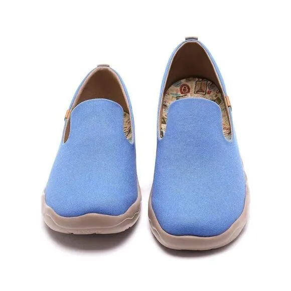 UIN Men's Slip Ons Comfort Walking Casual Shoes (Barcelona Canvas Denim Blue)