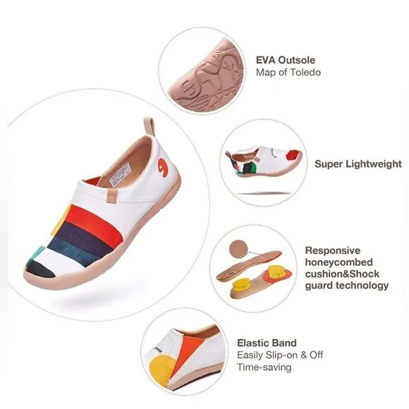 UIN Men's Sneaker Painted Canvas Slip-On Ladies Travel Shoes (Hold That Color 2)