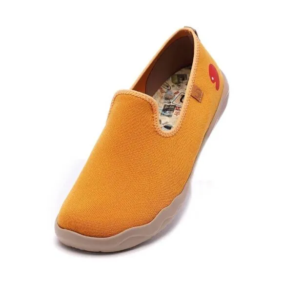 UIN Men's Loafers Comfort Walking Casual Travel Shoes (Barcelona Canvas Orange)
