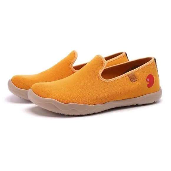 UIN Men's Loafers Comfort Walking Casual Travel Shoes (Barcelona Canvas Orange)