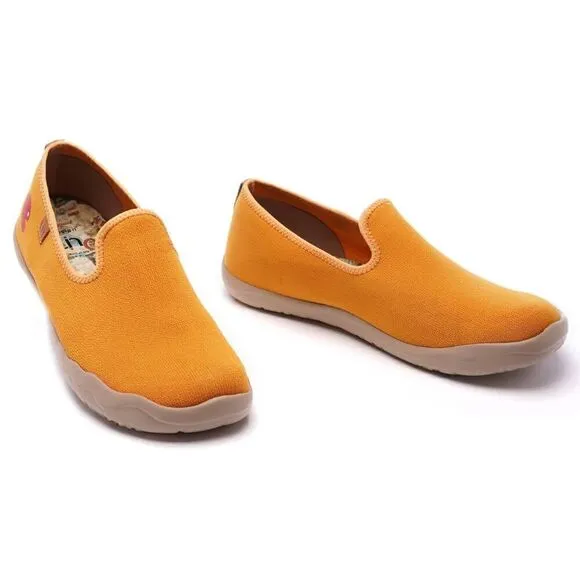 UIN Men's Loafers Comfort Walking Casual Travel Shoes (Barcelona Canvas Orange)