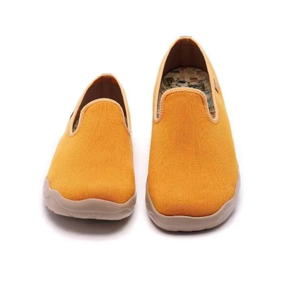 UIN Men's Loafers Comfort Walking Casual Travel Shoes (Barcelona Canvas Orange)