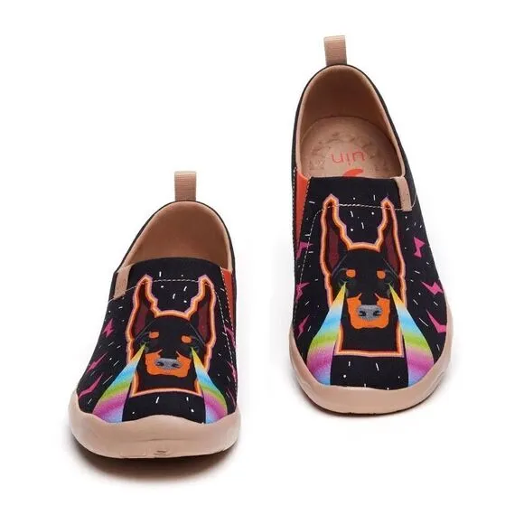 UIN Men's Loafers Painted Shoes Slip On Canvas Walking Shoes (Look At Me)