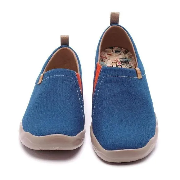 UIN Men's Loafers Painted Shoes Slip On Canvas Walking Shoes (Toledo Dark Blue)