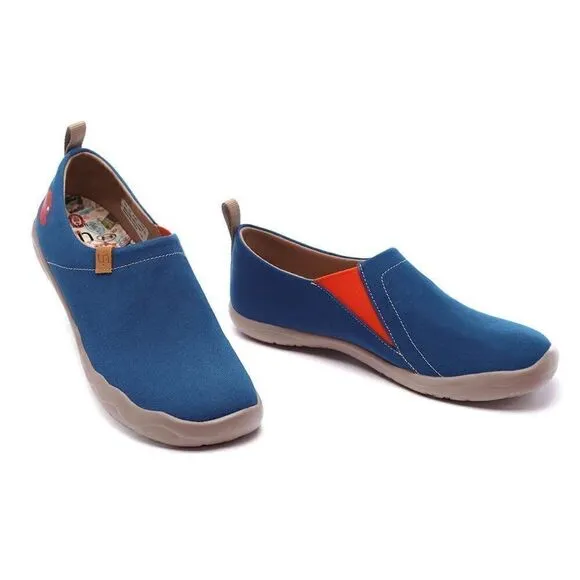 UIN Men's Loafers Painted Shoes Slip On Canvas Walking Shoes (Toledo Dark Blue)