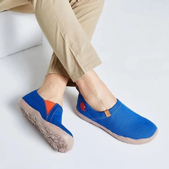 UIN Men's Loafers Painted Shoes Slip On Canvas Walking Shoes (Toledo Dark Blue)