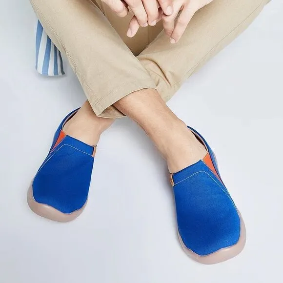 UIN Men's Loafers Painted Shoes Slip On Canvas Walking Shoes (Toledo Dark Blue)