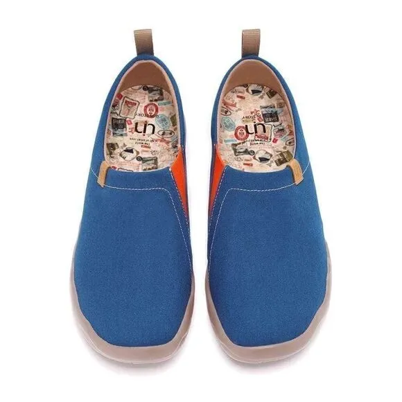 UIN Men's Loafers Painted Shoes Slip On Canvas Walking Shoes (Toledo Dark Blue)