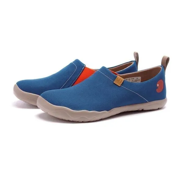 UIN Men's Loafers Painted Shoes Slip On Canvas Walking Shoes (Toledo Dark Blue)