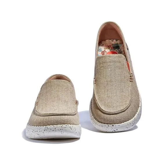 UIN Men's Loafers Slip On Casual Comfort Travel Shoes(Tarragona 3 - Linen White)