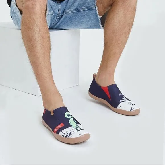 UIN Men's Slip Ons Canvas Flats Walking Casual Loafers Shoes (Nice To Meet U)