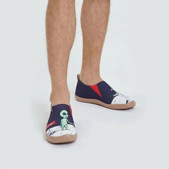 UIN Men's Slip Ons Canvas Flats Walking Casual Loafers Shoes (Nice To Meet U)