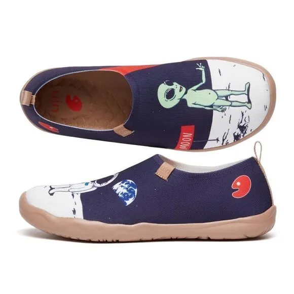 UIN Men's Slip Ons Canvas Flats Walking Casual Loafers Shoes (Nice To Meet U)