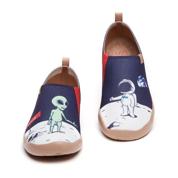 UIN Men's Slip Ons Canvas Flats Walking Casual Loafers Shoes (Nice To Meet U)