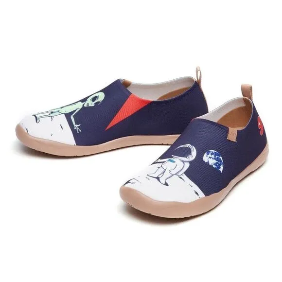 UIN Men's Slip Ons Canvas Flats Walking Casual Loafers Shoes (Nice To Meet U)